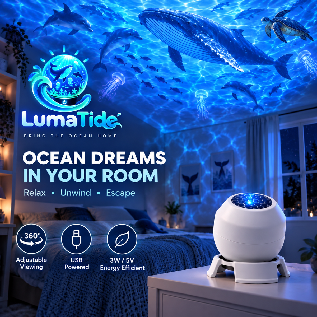 LumaTide™ Ocean Light – Underwater Projector